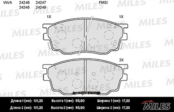 Колодки тормозные, дисковые MAZDA 6 Miles E100189