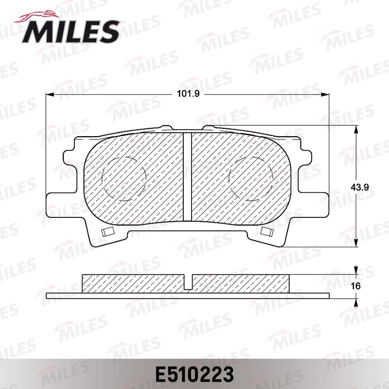 Колодки тормозные, дисковые LEXUS RX Miles E510223