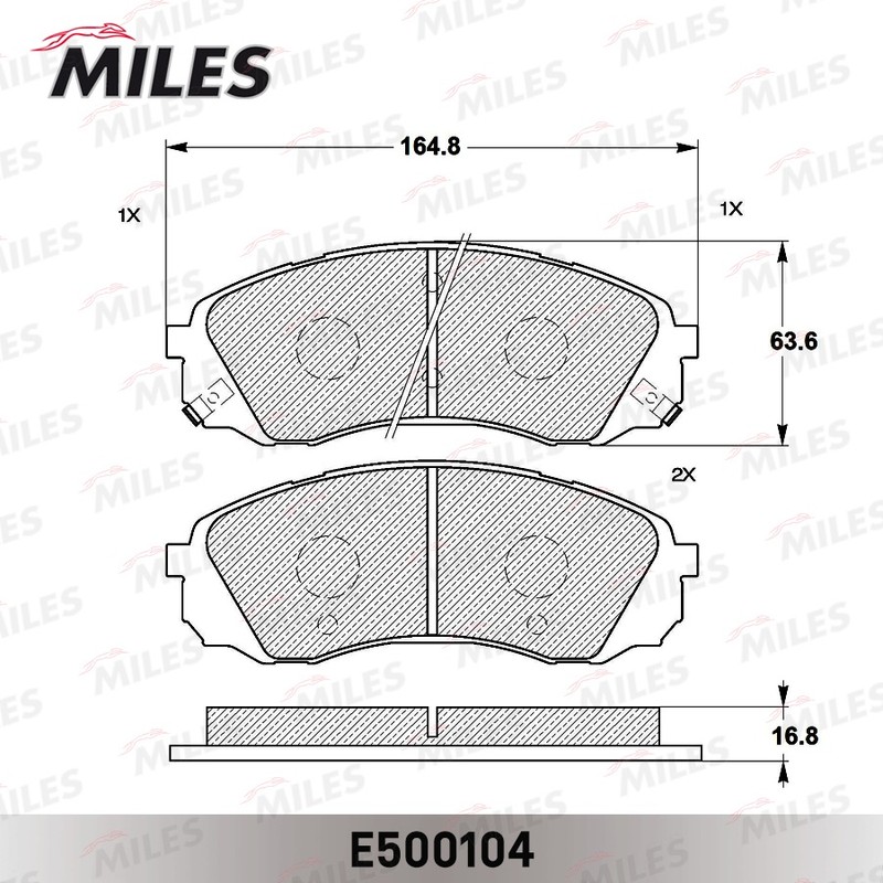 Колодки тормозные, дисковые HYUNDAI H1 Miles E500104