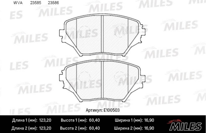 Колодки тормозные, дисковые TOYOTA RAV4 Miles E100503