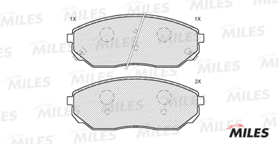 Колодки тормозные, дисковые KIA SORENTO Miles E100181