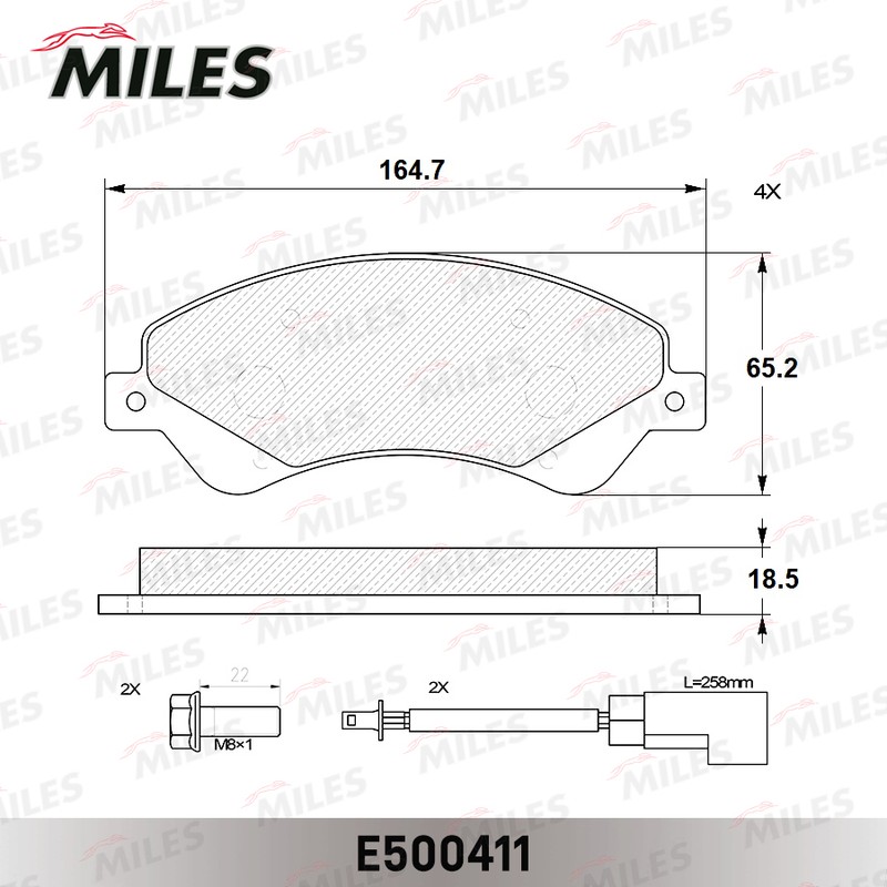 Колодки тормозные, дисковые FORD TRANSIT Miles E500411