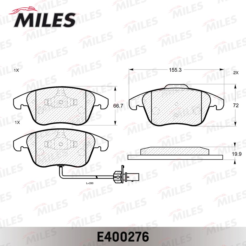 Колодки тормозные, дисковые AUDI A4 Miles E400276