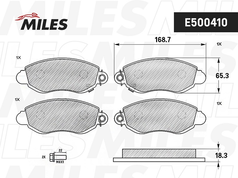 Колодки тормозные, дисковые FORD TRANSIT Miles E500410