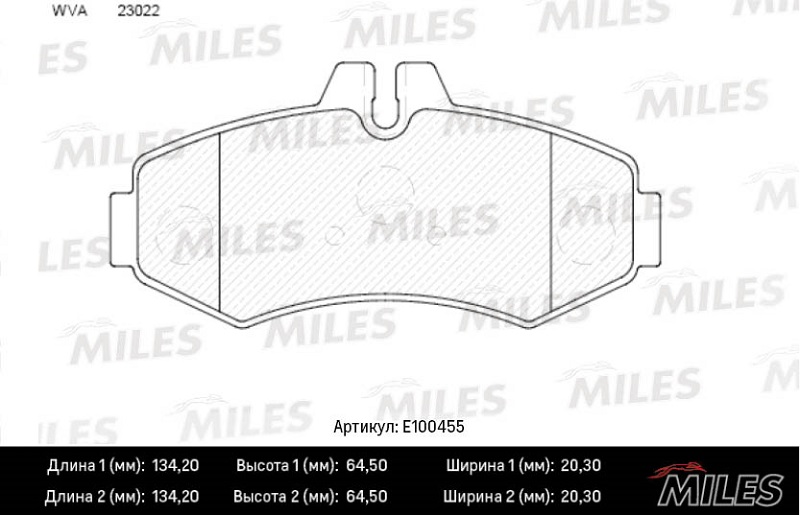 Колодки тормозные, дисковые MERCEDES VITO Miles E100455