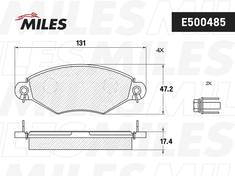 Колодки тормозные, дисковые PEUGEOT 206 Miles E500485