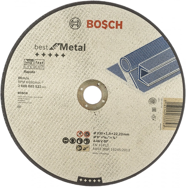 Круг отрезной по металлу Bosch 2608603514, 125x1.0х22.2 мм