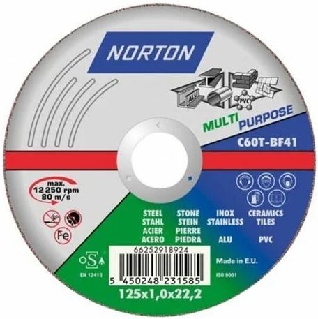 Круг отрезной Multi Purpose NORTON 66252918924, 125x1.0x22 мм