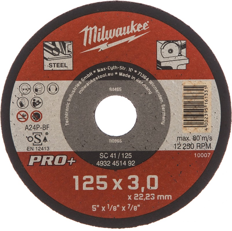 Диск отрезной по металлу MILWAUKEE 4932451492, 125х3х22.2 мм