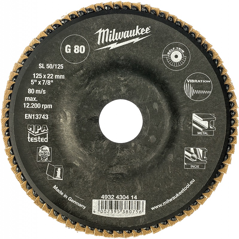 Лепестковый диск ZIRCONIUM Milwaukee 4932430414, 125х22.2 мм