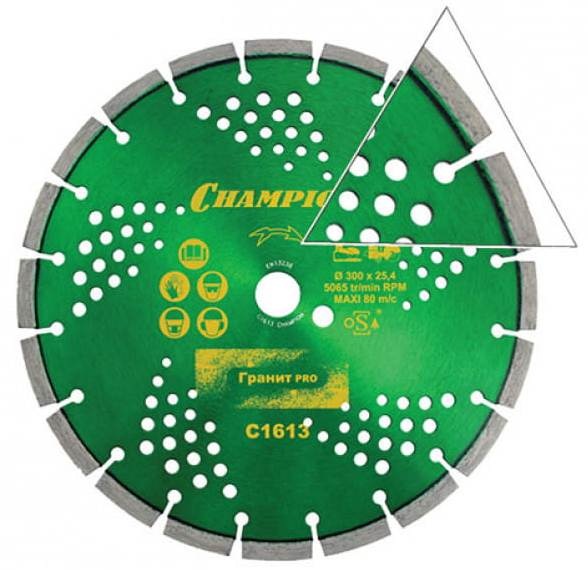 Диск алмазный CHAMPION C1613 Laser Granitek PRO 300/25.4/10 (гранит)