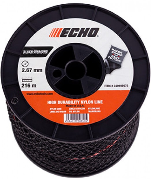 Корд триммерный ECHO 340105073 Black Diamond Line (2.7 мм, 216 м, витой квадрат)