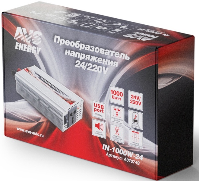 Автомобильный инвертор 24/220V AVS IN-1000W-24