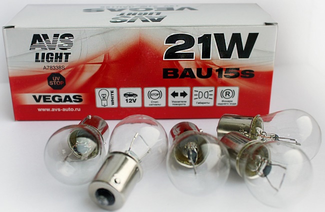 Лампа AVS Vegas 21W (BAU15S) смещенный штифт, 12V, коробка 10 штук