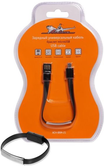 Зарядный универсальный кабель-браслет AIRLINE ACH-BRM-21 microUSB