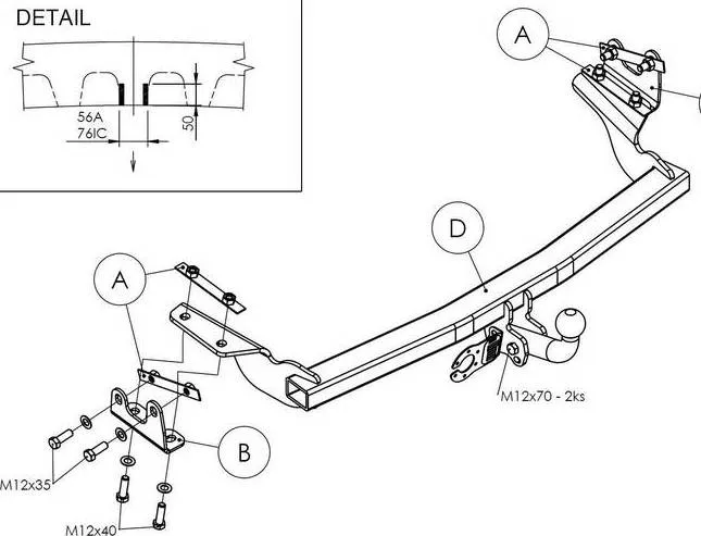 Фаркоп Galia оцинкованный для Dodge Journey 2/4WD 2008-2020