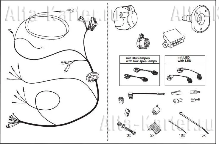 Штатная электрика фаркопа Brink (Thule) (полный комплект) 7-полюсная для Kia Sorento II XM 2009-2012