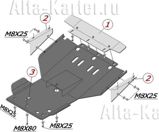 Защита алюминиевая Alfeco для картера Toyota Land Cruiser 100 J10 1998-2003