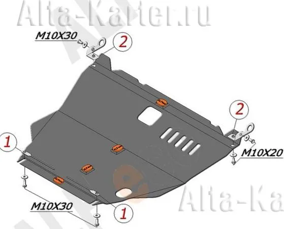 Защита алюминиевая Alfeco для картера и КПП Nissan X-Trail T30 2001-2007