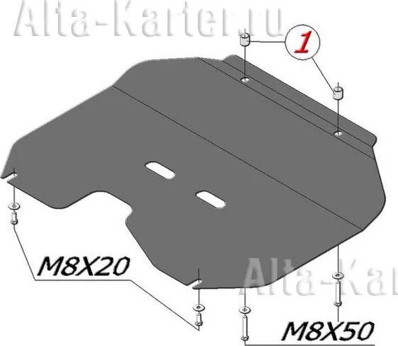 Защита алюминиевая Alfeco для картера и КПП (малая) Kia Sportage III 2010-2020