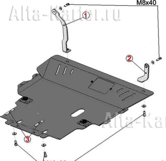 Защита алюминиевая Alfeco для картера и КПП Mazda 3 I 2003-2008