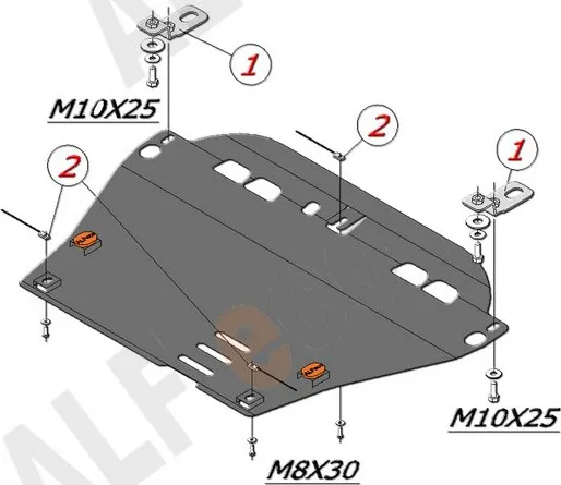 Защита алюминиевая Alfeco для картера и КПП Honda Crosstour 2011-2020