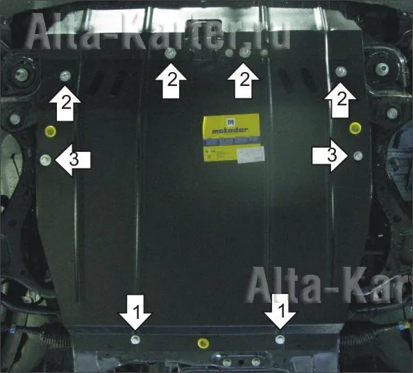 Защита алюминиевая Мотодор для картера и КПП Hyundai Santa Fe II 2006-2011