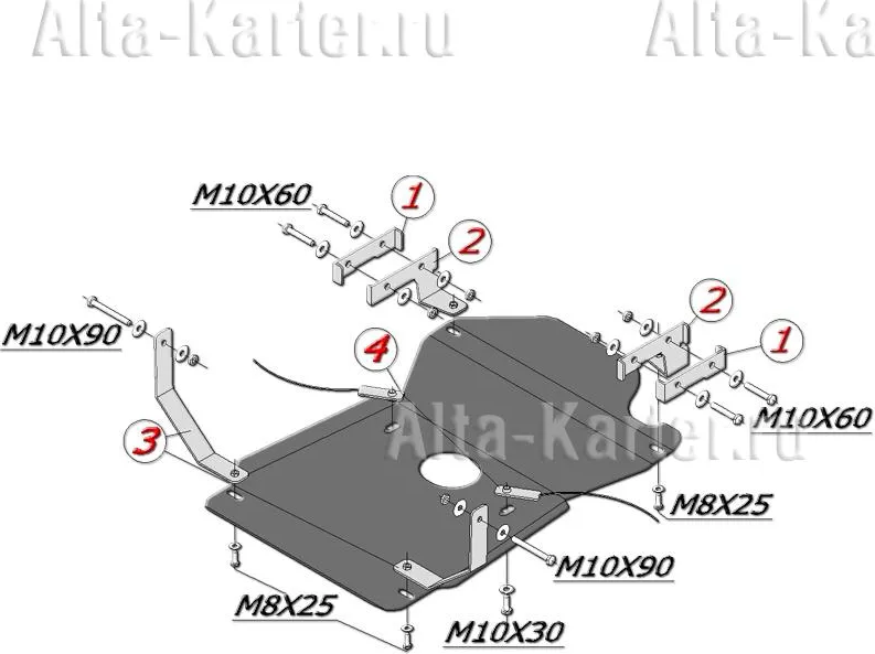 Защита алюминиевая Alfeco для МКПП и РК УАЗ Патриот 2007-2014