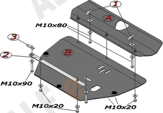 Защита алюминиевая Alfeco для картера и КПП Hyundai Elantra III XD (Тагаз) 2000-2006