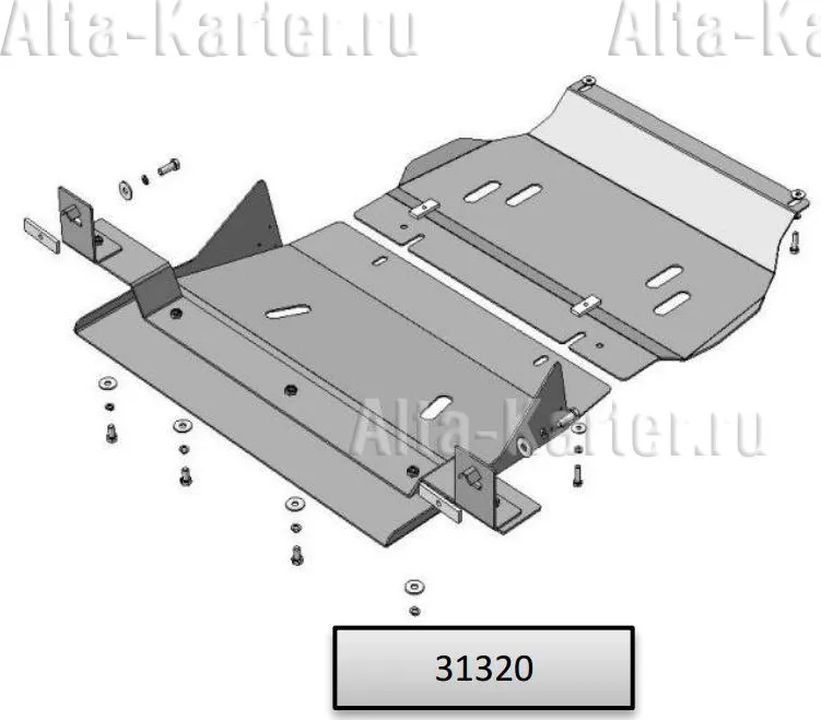 Защита алюминиевая Мотодор для картера, КПП, ПД Mitsubishi Pajero Sport II 4WD 2012-2015