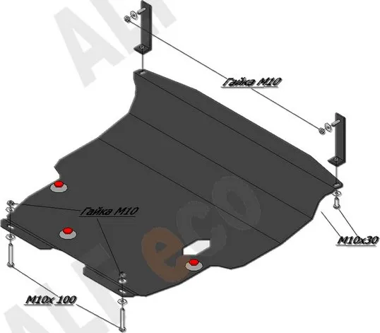 Защита алюминиевая Alfeco для картера и КПП Hyundai Getz 2002-2011