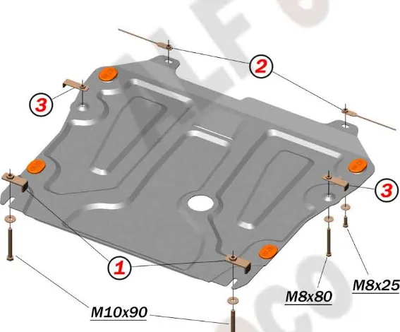 Защита алюминиевая Alfeco для картера и КПП Opel Astra J 2010-2015