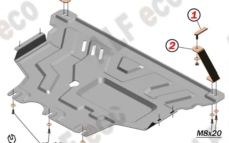 Защита алюминиевая Alfeco для картера и КПП Skoda Octavia A7 2013-2020