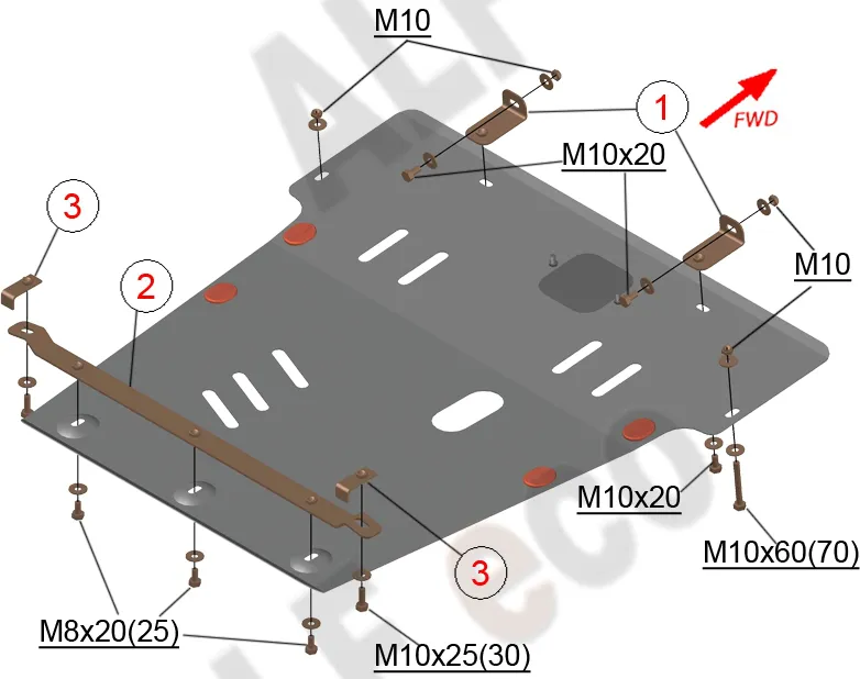 Защита алюминиевая Alfeco для картера и КПП Ford Mondeo III 2000-2007