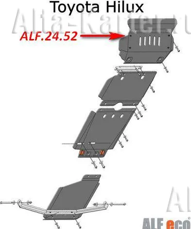 Защита алюминиевая Alfeco для радиатора Toyota Hilux VII 2010-2015