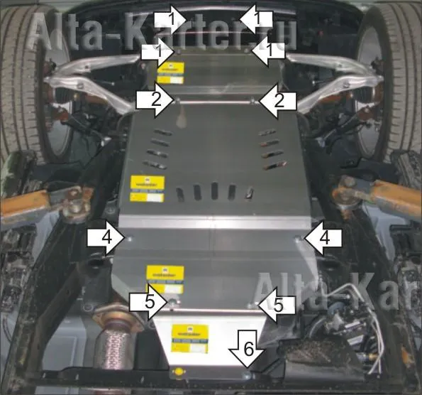 Защита алюминиевая Мотодор для картера, дифференциала, КПП и РК Chevrolet Tahoe III 2007-2011