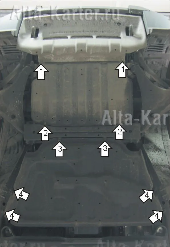 Защита алюминиевая Мотодор для двигателя, КПП Mitsubishi Pajero IV 2006-2020