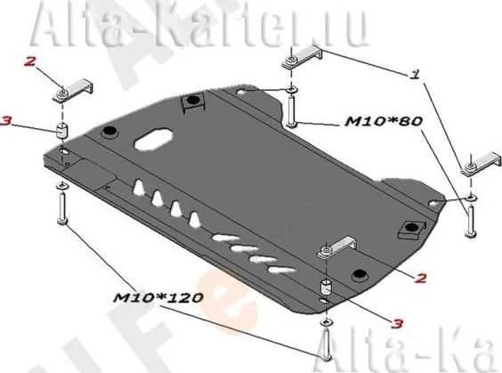 Защита алюминиевая Alfeco для картера и КПП Toyota Camry VI XV40 2006-2011