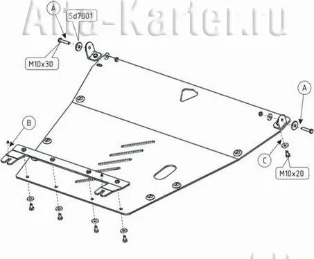 Защита алюминиевая Шериф для картера и КПП Kia Opirus 2003-2007