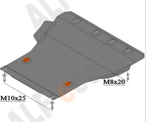 Защита алюминиевая Alfeco для картера и КПП FAW Vita хэтчбек 2007-2010
