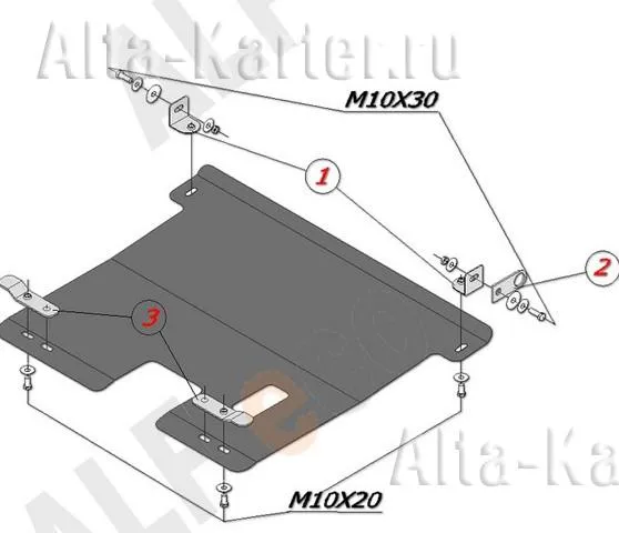 Защита алюминиевая Alfeco для картера и КПП Daewoo Matiz I рестайлинг 2000-2015