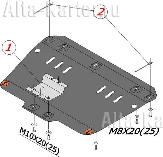 Защита алюминиевая Alfeco для картера Subaru Impreza II правый руль 2001-2007