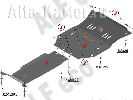 Защита алюминиевая Alfeco для картера и КПП Chevrolet Camaro 2010-2020