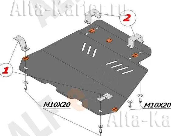 Защита алюминиевая Alfeco для картера и КПП Chery QQ6 2008-2020