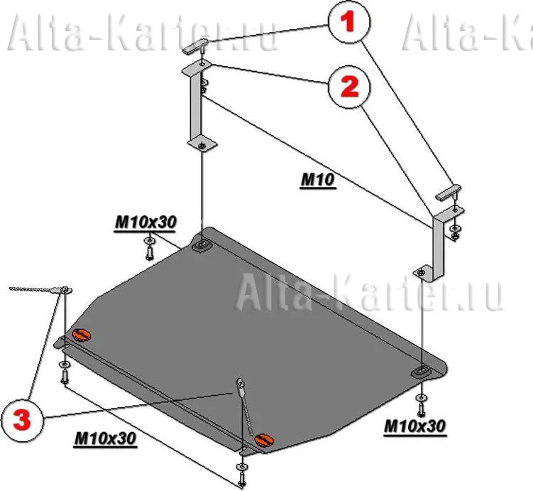 Защита алюминиевая Alfeco для картера и КПП Kia Sorento II рестайлинг 2012-2020