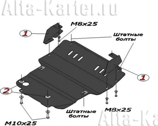 Защита алюминиевая Alfeco для картера ТагАЗ Tager 2008-2020