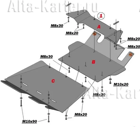 Защита алюминиевая Alfeco для КПП и РК Nissan Patrol Y61 (5-дв