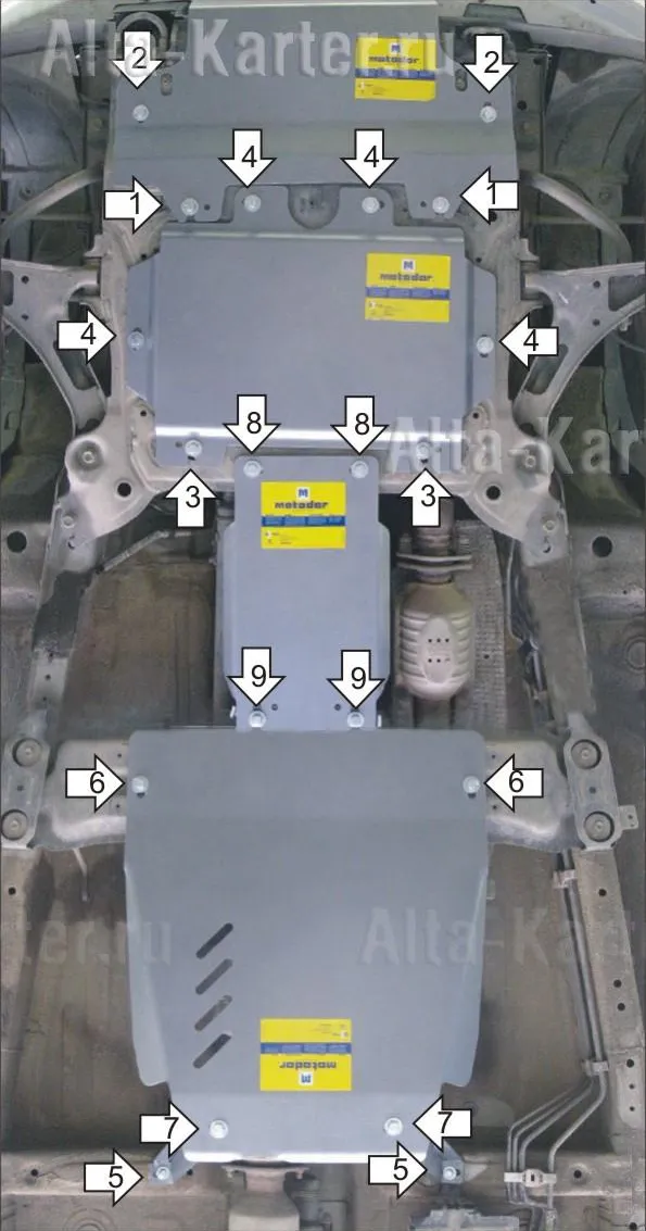 Защита алюминиевая Мотодор для радиатора, картера, КПП и РК Suzuki Grand Vitara II 2005-2020