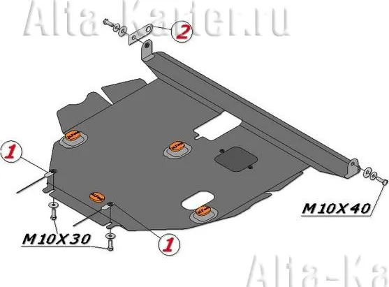 Защита алюминиевая Alfeco для картера и MКПП Toyota Corolla E120 2002-2007