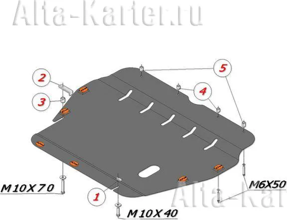 Защита алюминиевая Alfeco для картера и КПП Kia Opirus 2007-2010